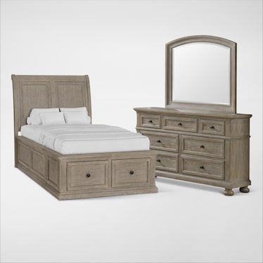 Hanover 5-Piece Storage Bedroom Set with Dresser and Mirror