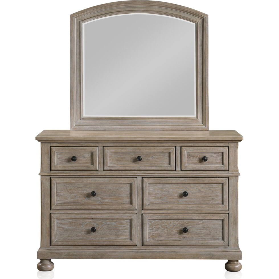 hanover youth bedroom light brown dresser and mirror   