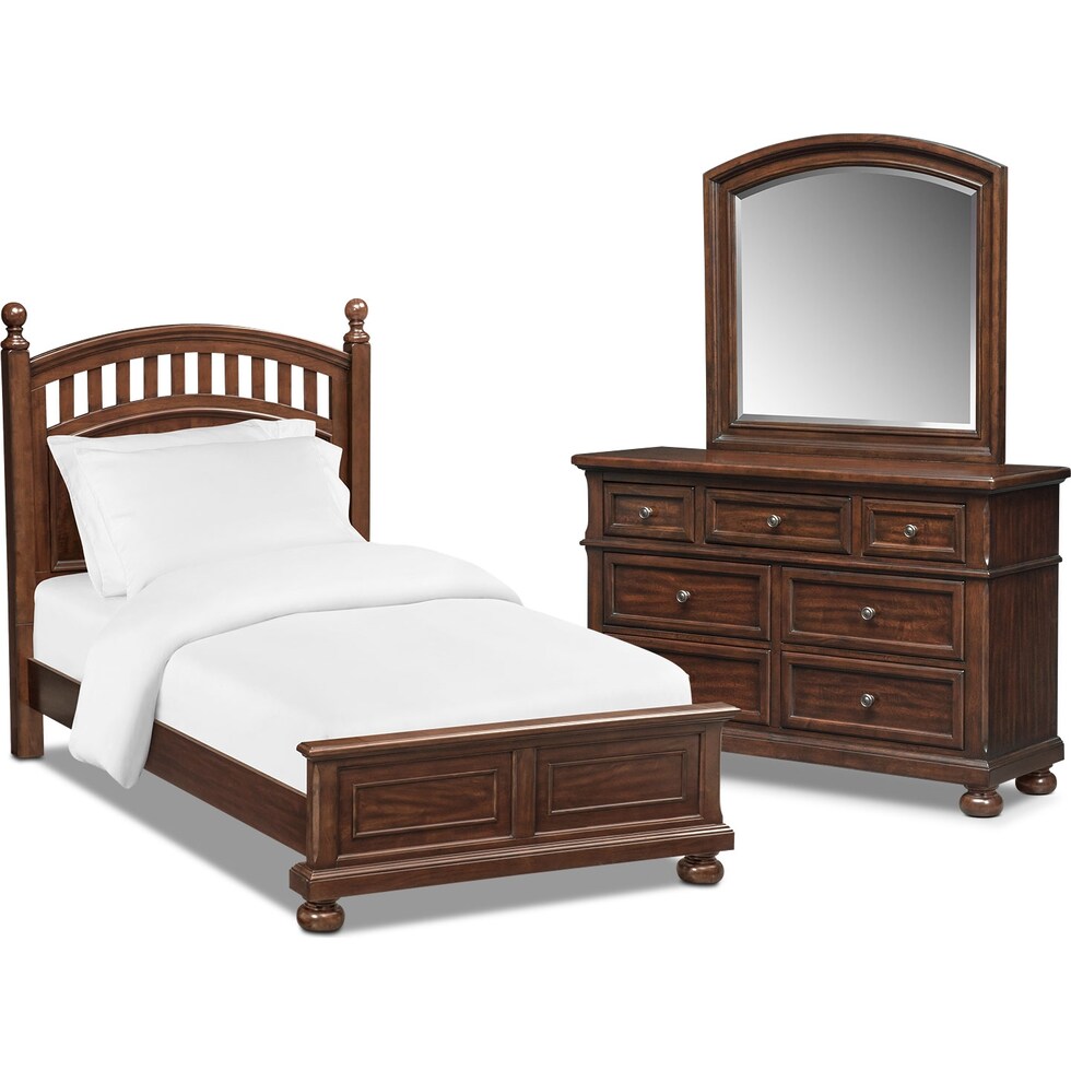 hanover youth cherry dark brown  pc twin bedroom   