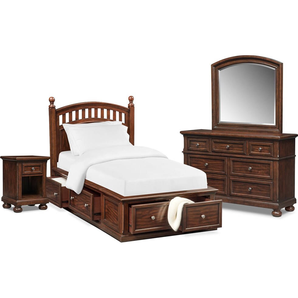 hanover youth cherry dark brown  pc twin bedroom   