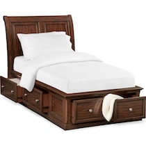hanover youth cherry dark brown full bed w storage   