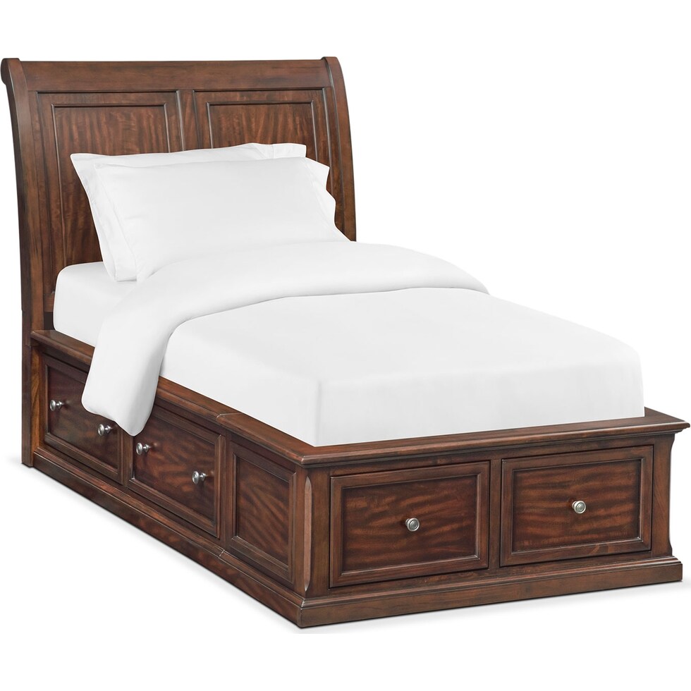 hanover youth cherry dark brown full bed w storage   