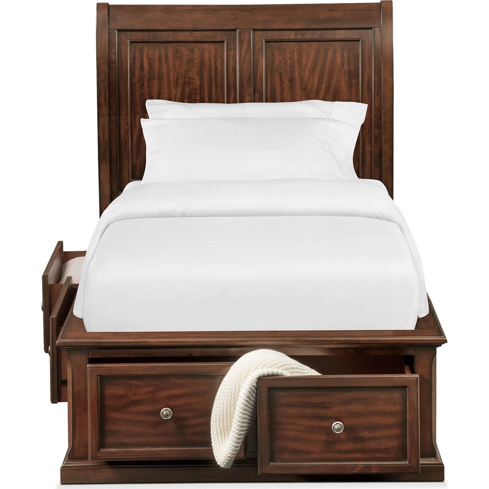 hanover youth cherry dark brown full bed w storage   