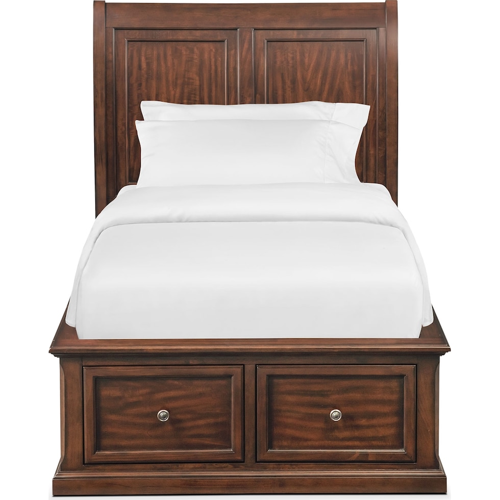 hanover youth cherry dark brown full bed w storage   