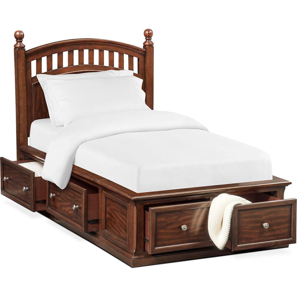 hanover youth cherry dark brown full bed w storage   