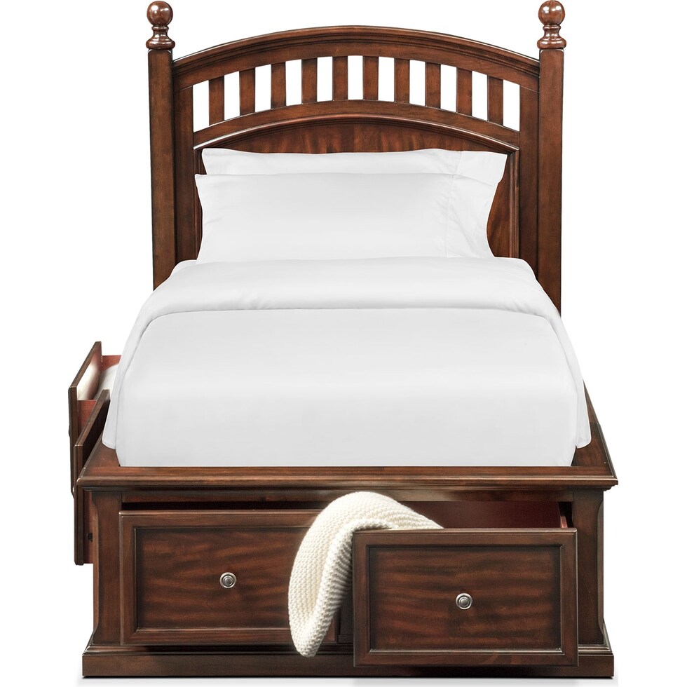 hanover youth cherry dark brown full bed w storage   