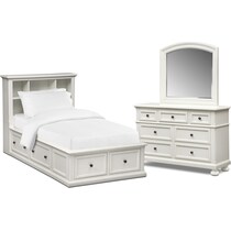 hanover youth white bookcase white  pc twin bedroom   