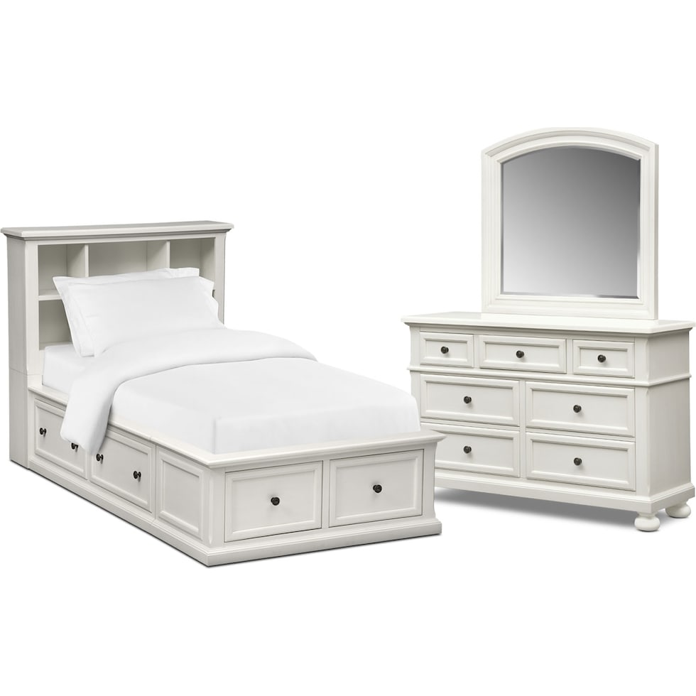 hanover youth white bookcase white  pc twin bedroom   