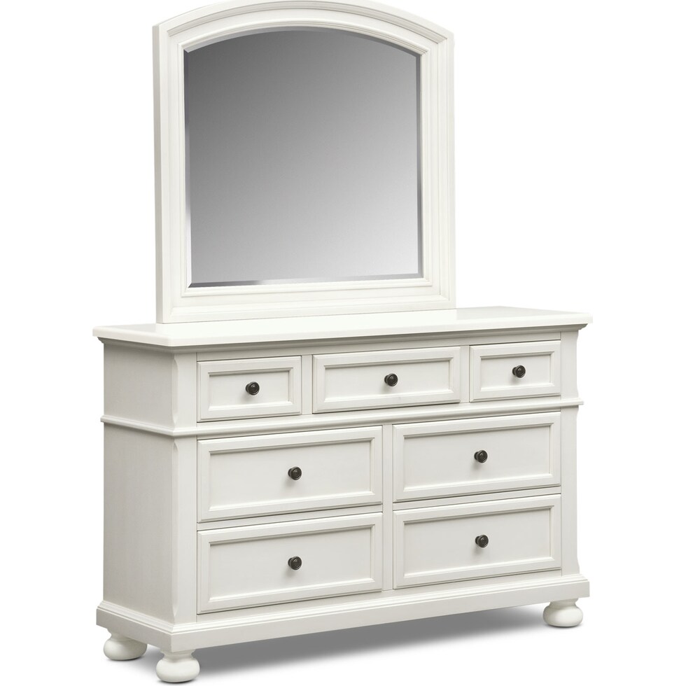 hanover youth white bookcase white dresser & mirror   