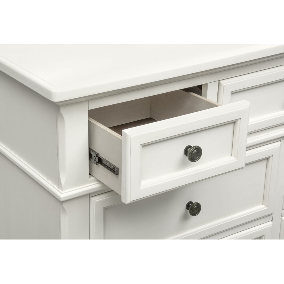 hanover youth white bookcase white dresser & mirror   