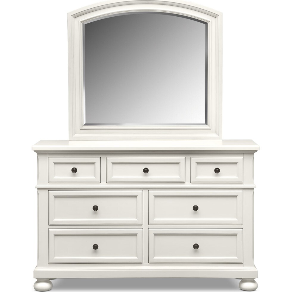 hanover youth white bookcase white dresser & mirror   