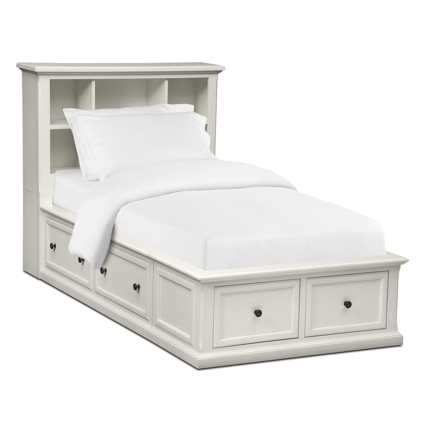Undefined Value City Furniture, Highlands White Full Bookcase Bed With Storage Unit
