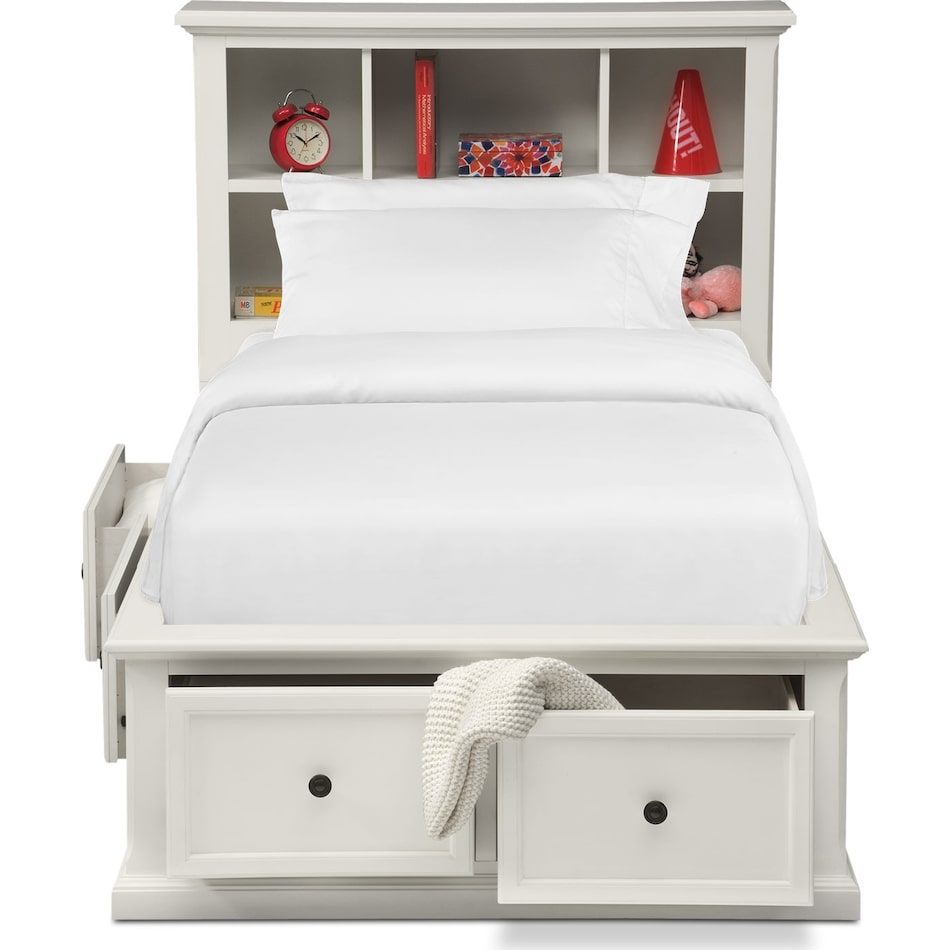 hanover youth white bookcase white full bookcase bed w storage   