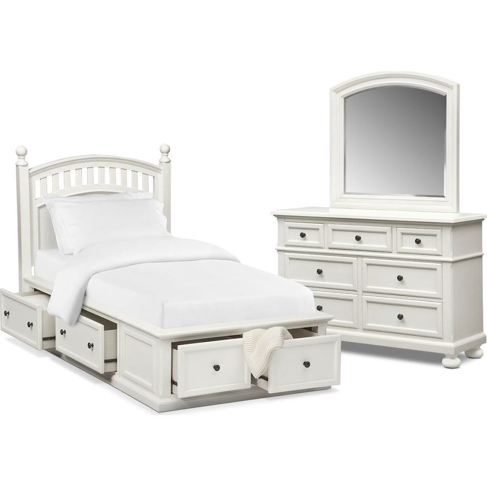 Hanover Youth 5Piece Poster Storage Bedroom Set with Dresser and