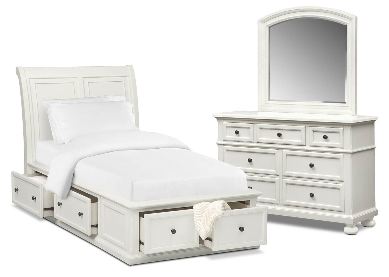 Hanover Youth 5Piece Twin Sleigh Storage Bedroom Set with Dresser and
