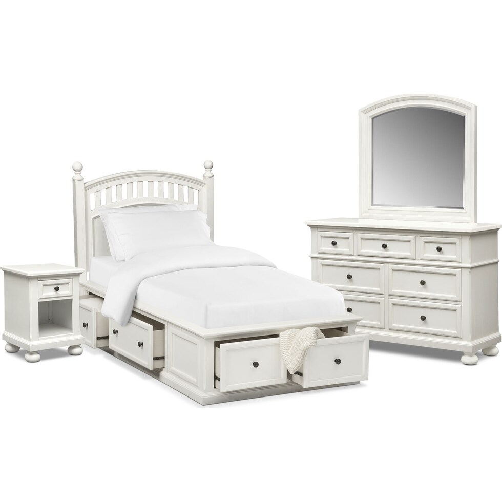 hanover youth white white  pc twin bedroom   