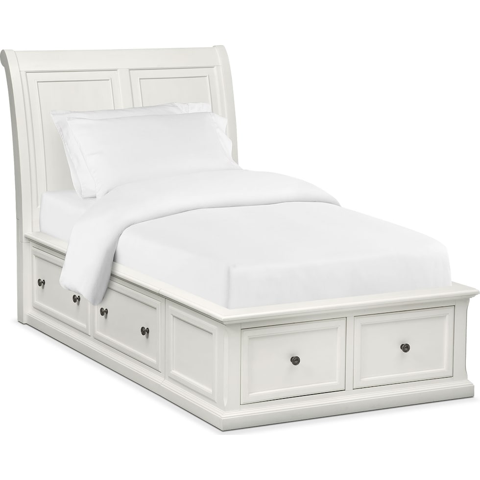 hanover youth white white full bed w storage   
