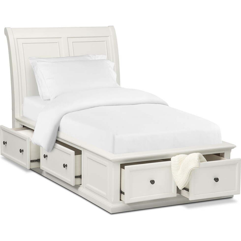 hanover youth white white full bed w storage   