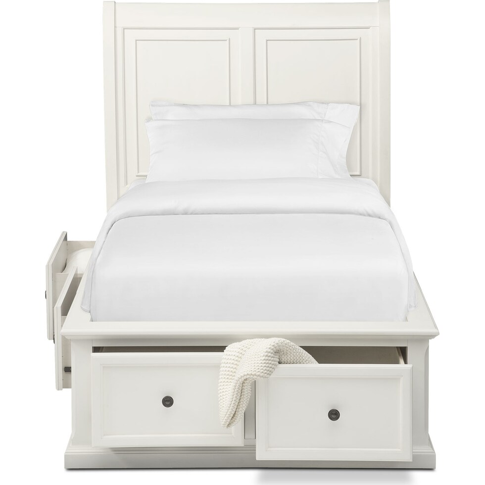 hanover youth white white full bed w storage   