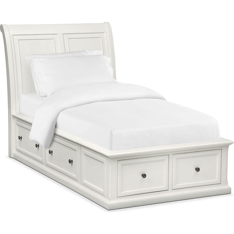 hanover youth white white twin bed with storage   