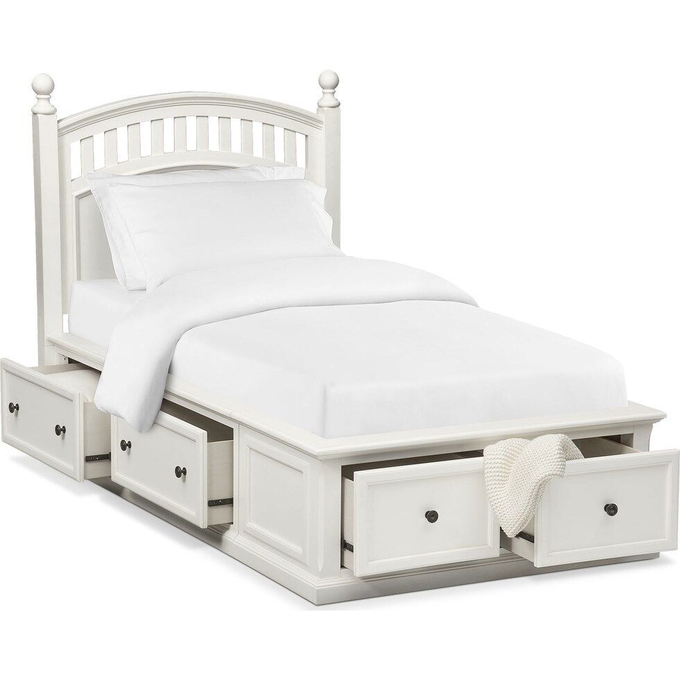 hanover youth white white twin bed with storage   