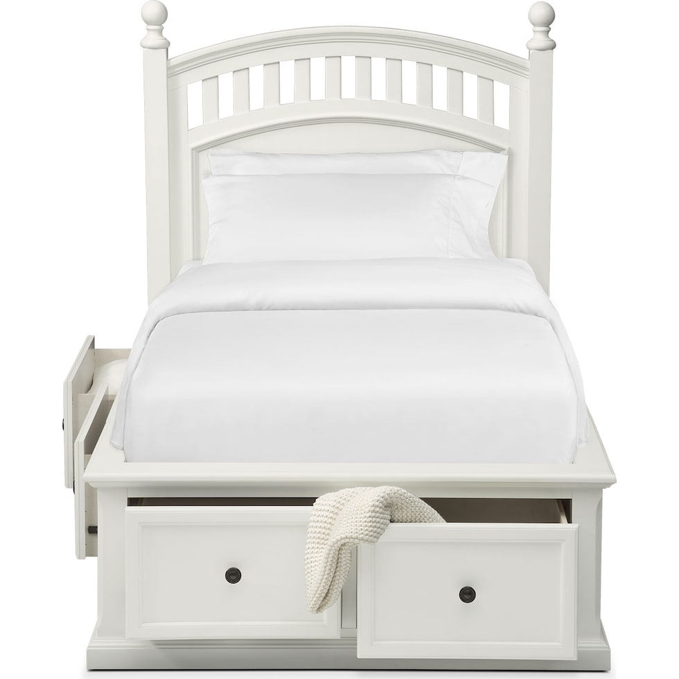 hanover youth white white twin bed with storage   