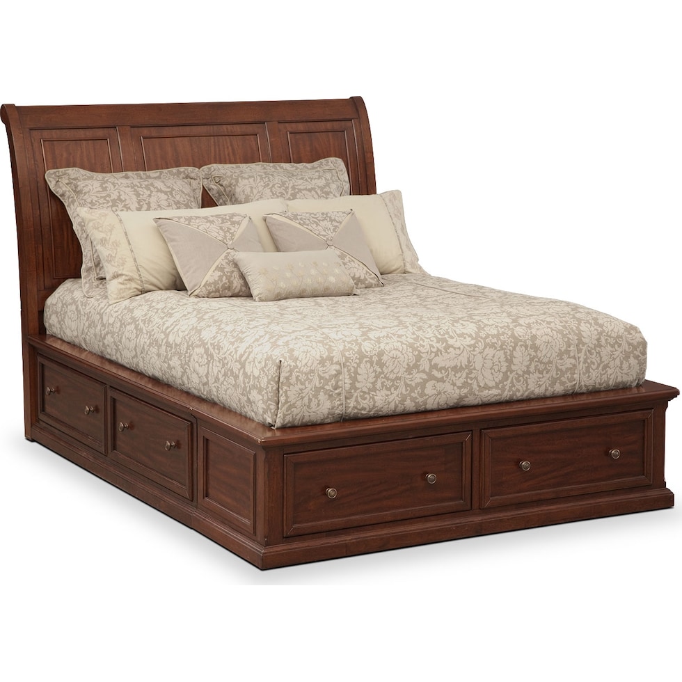 hanover dark brown king storage bed   