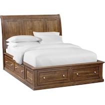 hanover dark brown queen storage bed   