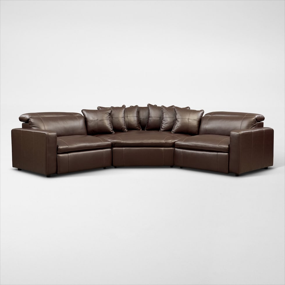 happy dark brown  pc power reclining sectional   