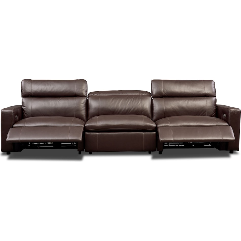 happy dark brown  pc power reclining sofa   