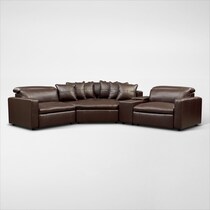 happy dark brown  pc power reclining sectional   