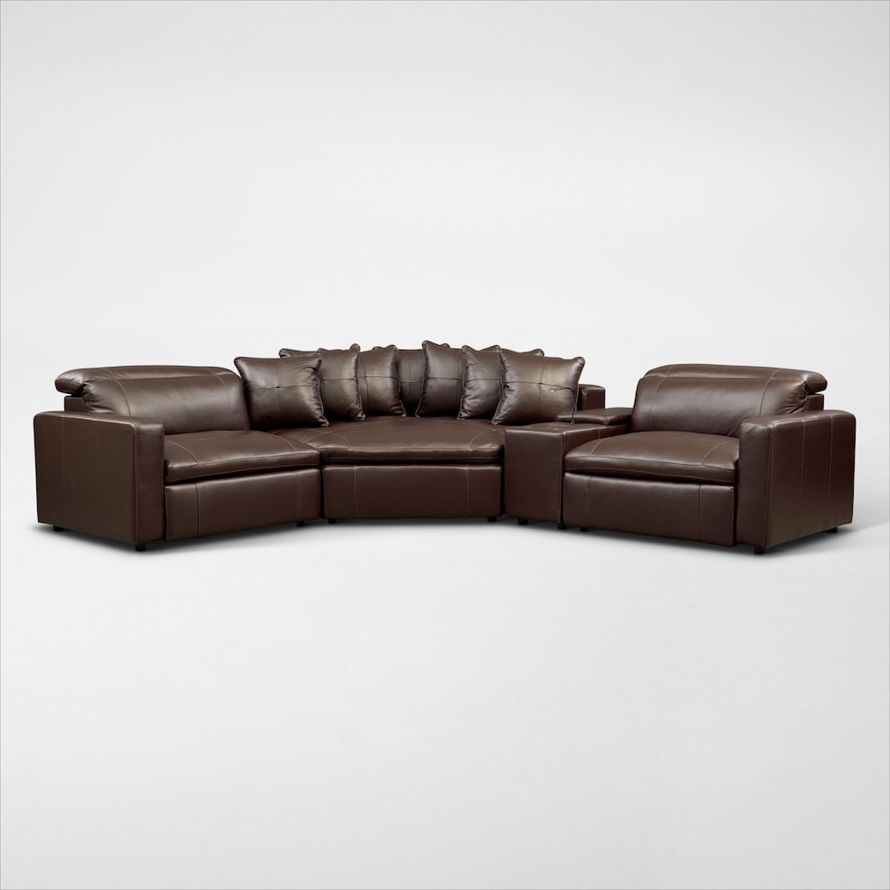 happy dark brown  pc power reclining sectional   
