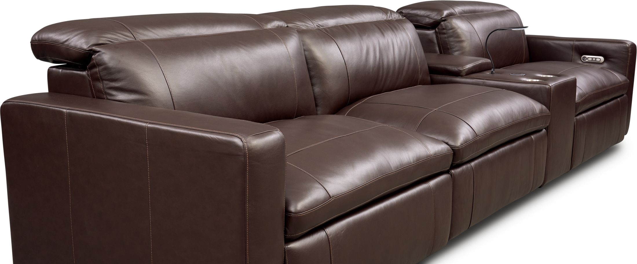 そふぃ Happy 4-Piece Dual-Power Reclining Sofa with Console - Brown