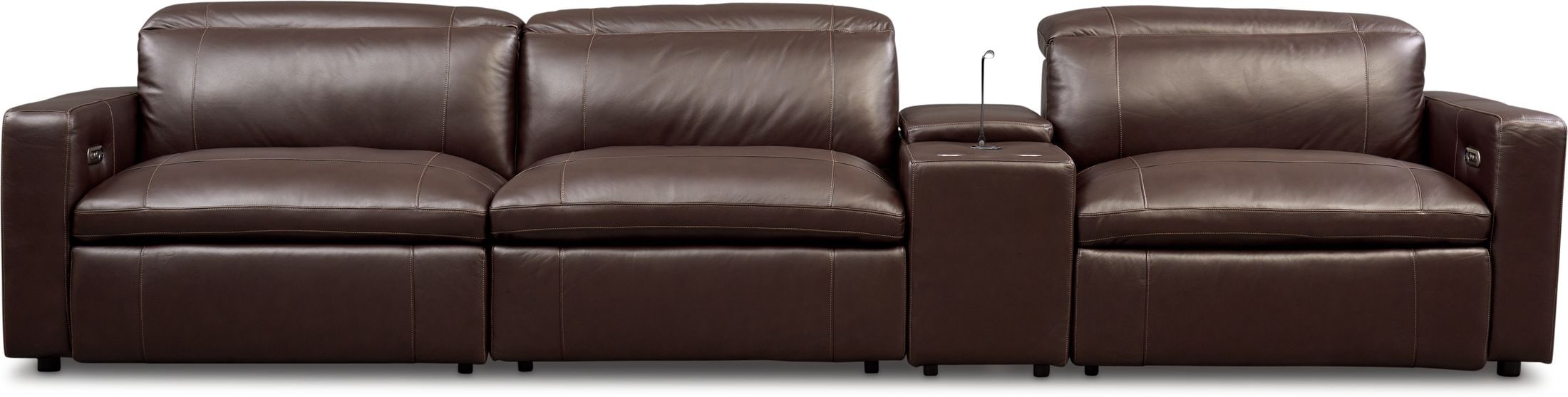 そふぃ Happy 4-Piece Dual-Power Reclining Sofa with Console - Brown
