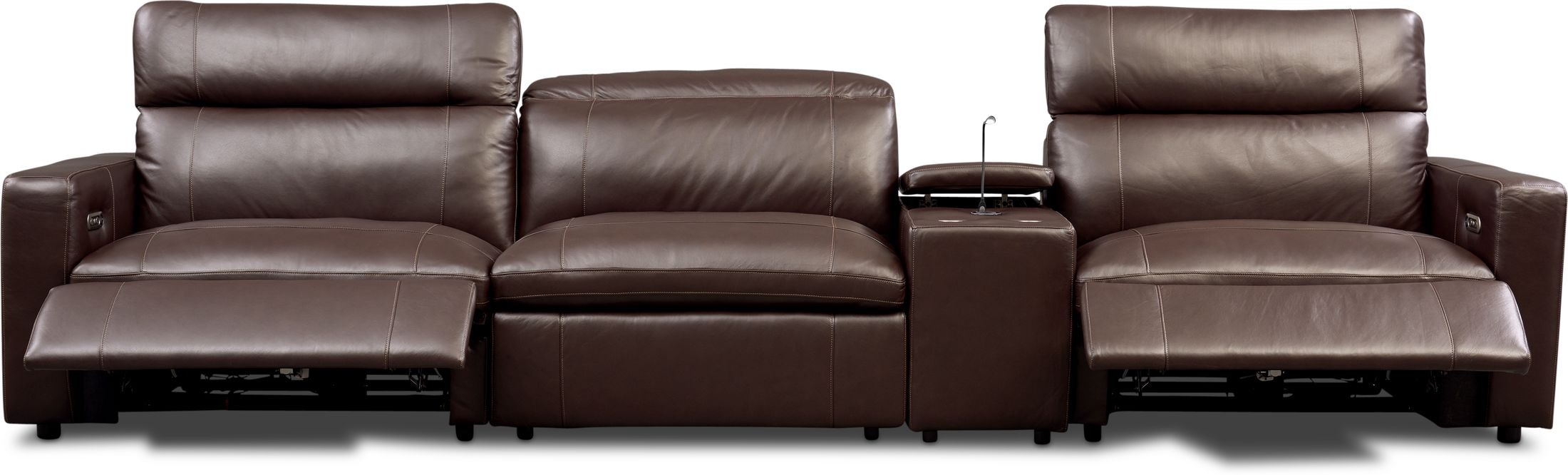 そふぃ Happy 4-Piece Dual-Power Reclining Sofa with Console - Brown