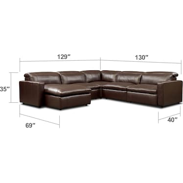 Happy 5-Piece Dual-Power Reclining Sectional with Left-Facing Chaise and 2 Reclining Seats - White