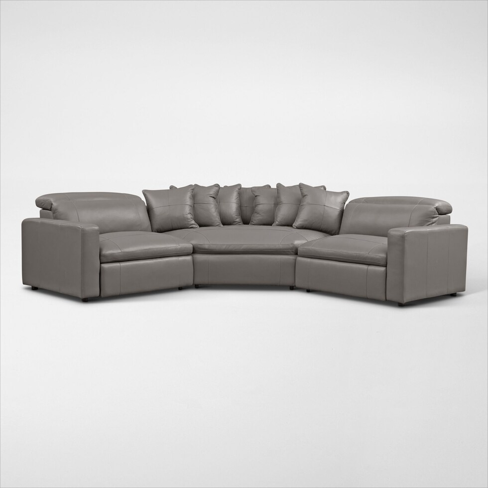 happy gray  pc power reclining sectional   