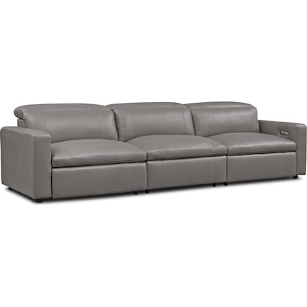Happy 3-Piece Dual-Power Reclining Sofa - Gray