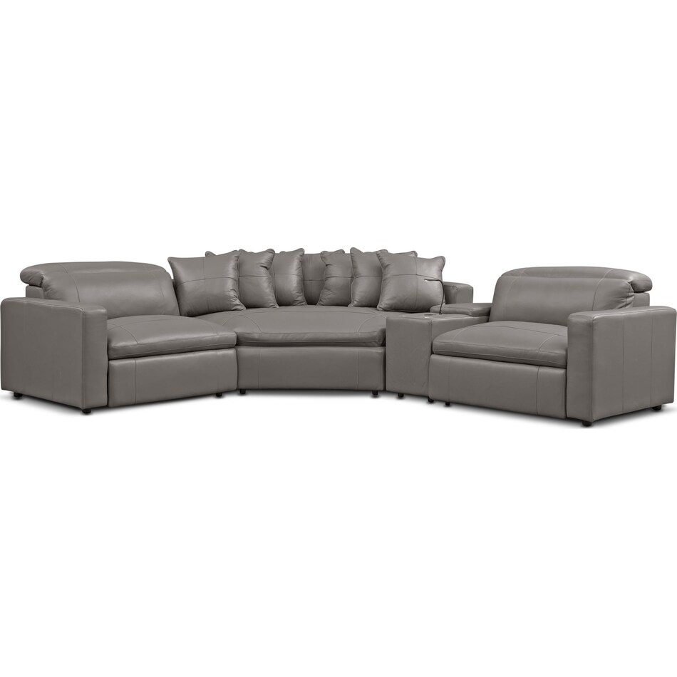 happy gray  pc power reclining sectional   