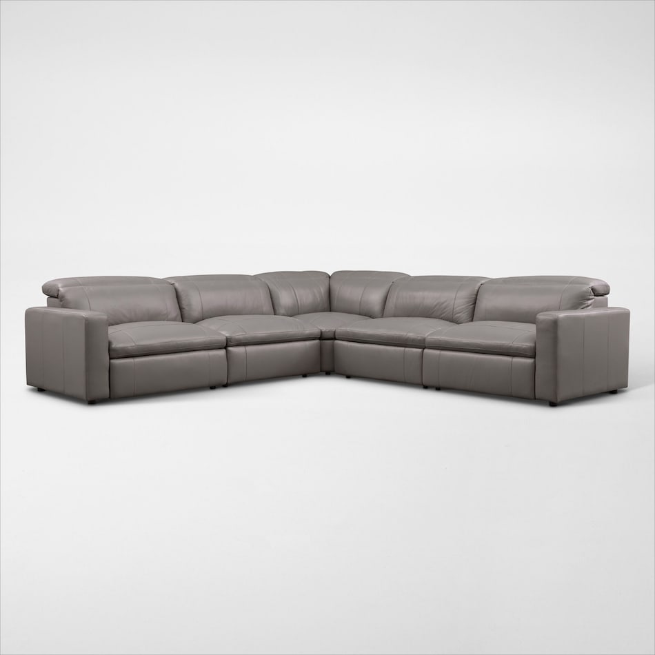 happy gray  pc power reclining sectional   