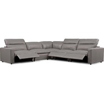 happy gray  pc power reclining sectional   