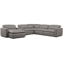 happy gray power reclining sectional   
