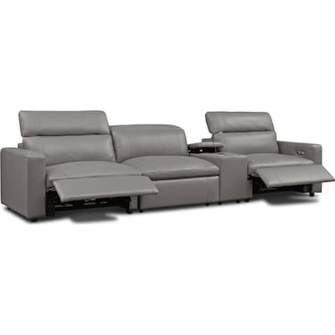 Happy 4-Piece Dual-Power Reclining Sofa - Gray