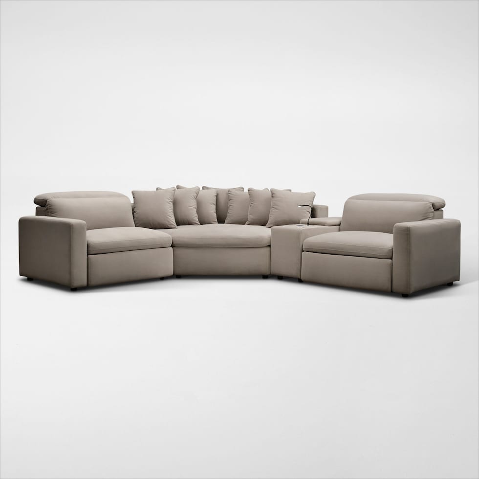 happy shitake  pc power reclining sectional   