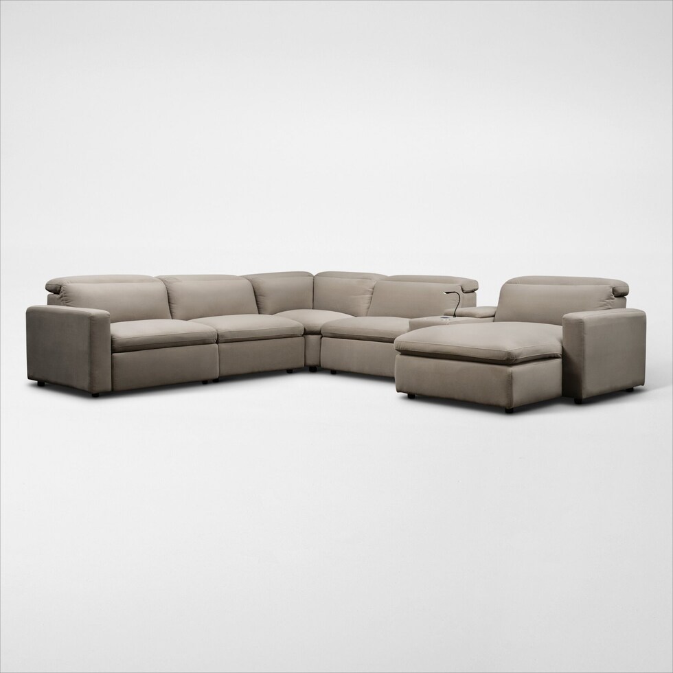 happy shitake power reclining sectional   