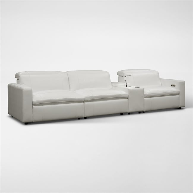 Living Room Furniture - Happy 4-Piece Dual-Power Reclining Sofa with Console