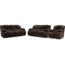 harbor park dark brown  pc power reclining living room   