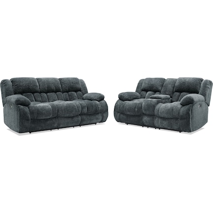 Harbor Park Power Reclining Sofa and Loveseat Set - Gray