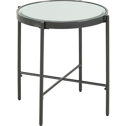 Harik Round End Table with Glass Top