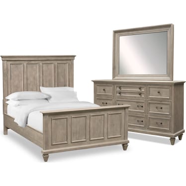 Harrison 5-Piece Queen Bedroom Set with Dresser and Mirror - Gray